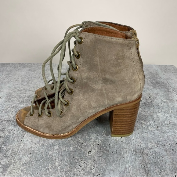 Jeffrey Campbell Taupe CORS Anthropologie Suede Leather PEEP TOE BOOTIES 6 - Picture 13 of 15